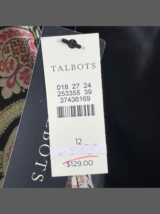 NEW Talbots Skirt Womens 12 black pink gold floral pencil filigree - Picture 3 of 7